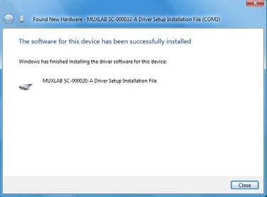 Figure 11: Windows Security A window will appear instructing that the software for the driver has been