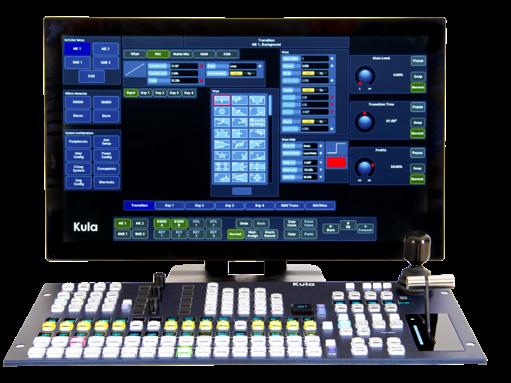 Kula 12G-SDI Production Switcher In a space-saving, cost-effective package, the 12G-SDI Kula switcher is ideal for a variety of production environments including live events (flyaway packs, OB vans)
