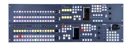 2 M/E Kula Production Switcher 2 M/E 24 & 16 Crosspoint Panels, 2 RU Switchable to 1 M/E 4K UHD 2 M/E 16 crosspoint control panel KEY FEATURES 2 M/E (1 M/E / program / preview) production switcher 2