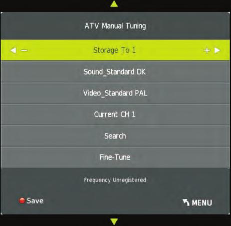 Channel Menu DTV (Digital Television) Manual Tuning This is used to manually tune digital television channels.
