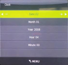 Press MENU button to save your adjustments and return to the previous menu. Clock This allows you to set the time on your television.