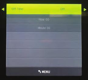 Time Menu Off Time and On Time This allows you to set a time to automatically turn your television OFF or ON.