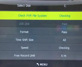 Once in the Option Menu, scroll down to PVR File System and press ENTER. 4.