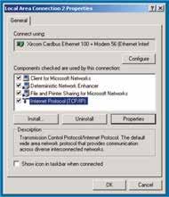 TCP/IP Configuration for Windows 2000 Follow these steps to configure the Ethernet interface on a Windows 2000 operating system.