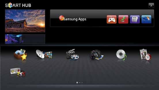 Screen Display Samsung Apps Application service: You can experience various service by provided samsung. Recommended TV Screen: Displays the current channel.