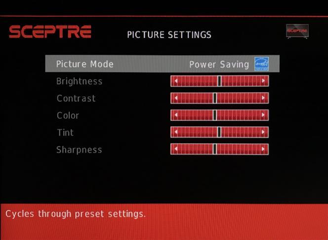 1. Press MENU to open the OSD. 2. Press or to select PICTURE and press ENTER. 3. Use or to select the one you want to adjust and or or ENTER to adjust them. I. PICTURE SETTINGS II. III. IV. i.