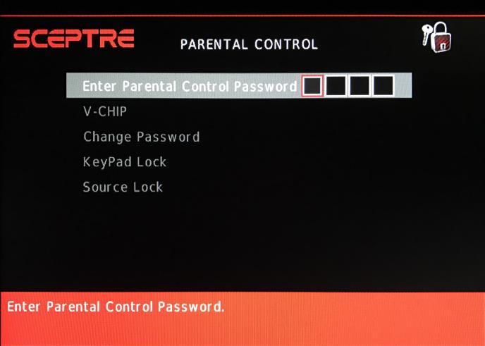 X. PARENTAL CONTROL This feature allows you to input a password in order to access the other features. (The default password is 0000 ) i. V-CHIP This feature blocks shows under the TV tuner.