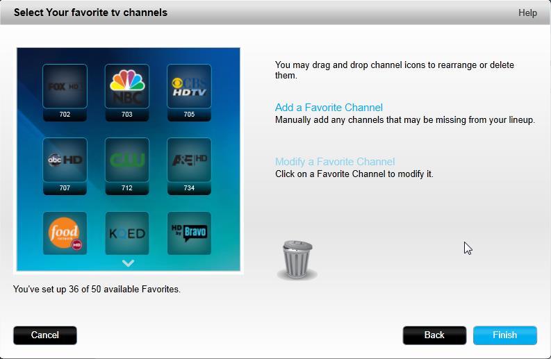4. On the Select Your Favorite TV Channels screen, you can drag and drop your current Favorites into the exact order you want them to appear on your Harmony Ultimate.