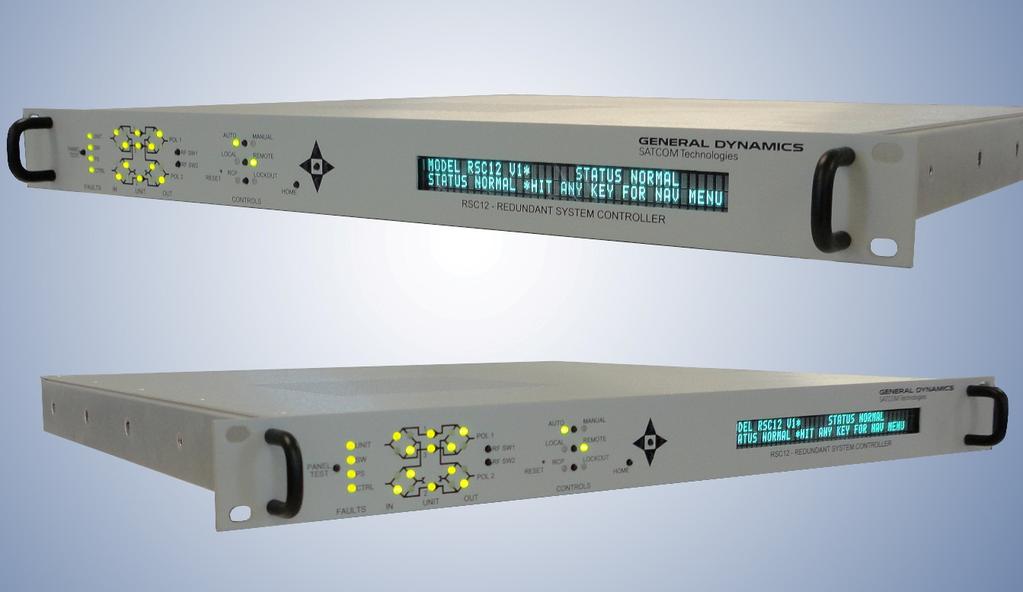 Redundant System Controller 1:2 Redundant System Controller, Model RSC12V1-AC The RSC series redundant system controllers for 1:1 and 1:2 systems directly power the LNBs and monitor the output