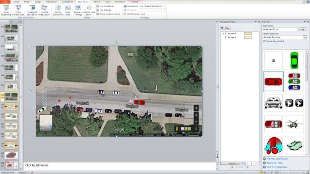 By repeating the process, you can select another vehicle and create a separate motion path.