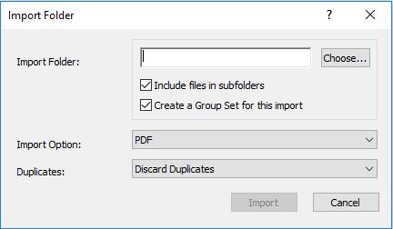 3) Import PDFs Where There is no Existing Reference 1. Go to File/Import. Select Folder for multiple PDFs. 2. Choose the file or folder to import. 3. For folder, tick the desired options.