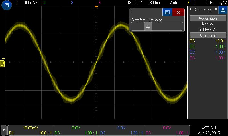 10 Keysight Evaluating Oscilloscope Vertical Noise Characteristics - Application Note Viewing the Fat Waveform Some oscilloscope users believe that digital storage oscilloscopes (DSOs) induce a
