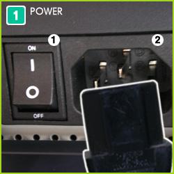 POWER port : Power cord, plugs into monitor and wall