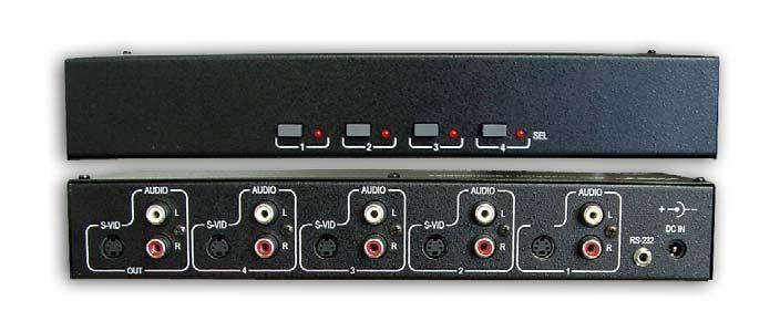 VS4-YCA User s Manual 1. Introduction 1.1 General The Model VS4-YCA is a versatile S-Video (Y/C or S-VHS) Switch with 4 inputs and one output. It also switches stereo audio from each of the inputs.