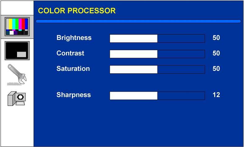 Colour Processor The first menu to be displayed is the Colour Processor Menu.