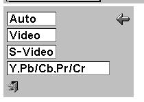 INPUT button Video Computer MENU OPERATION Press the MENU button and the ON-SCREEN MENU will appear. Press the POINT LEFT/RIGHT button to move the red frame to the INPUT Menu icon.