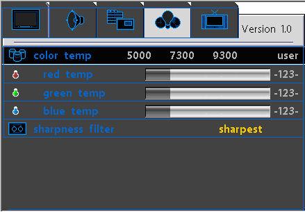 7.3. OSD Menu enables user to manipulate the image and settings. Sharpness filter : You can adjust sharpness of colors in 5 levels.