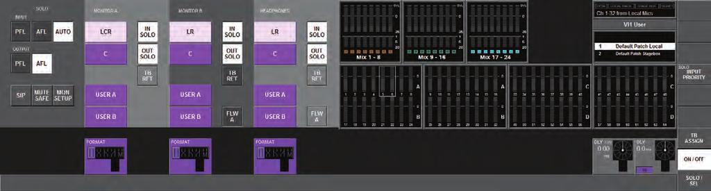 MONITOR SETUP PAGE SOLO Section Input <PFL> Sets the input channel solo mode to PFL. <AFL> Sets the input channel solo mode to AFL.
