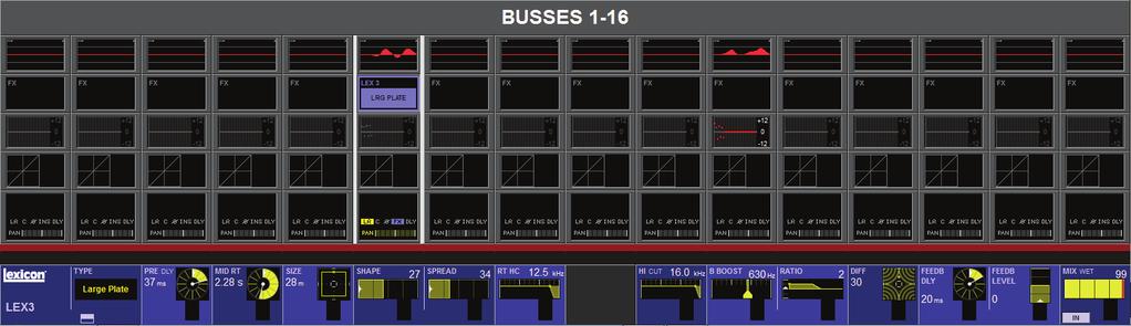 Press <Exit> to return to the page similar to that below. Notice that an FX processor icon appears in the FX area of the screen when an FX Processor is allocated to the AUX bus in question.