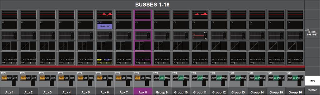 BUS CONFIGURATION The most important configuration of the Soundcraft Vi1 is the bus configuration, and this is done using the [ALL BUSSES] view on the input bays.
