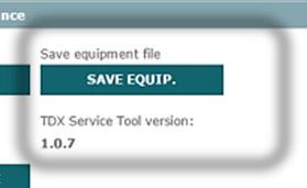 Press SAVE EQUIP. and the Equipment-File is generated and saved on your PC.