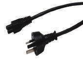5 Amp power cable with insulated pins that comply with Australian Standards - 2 pin male plug to IEC C7 figure eight female socket for laptop Cable: 0.75mm sqr Socket and cord: Black HPL240-8B0.