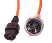 LOCK C13 TO 3PIN 5M BK EA 1 IEC LOCK 3-PIN M TO LOCK C13 F ORANGE 10A Aus 3 Pin male plug to IEC Lock C13 female socket power cable - Ideal for computer screens Prevents C13 socket from accidental