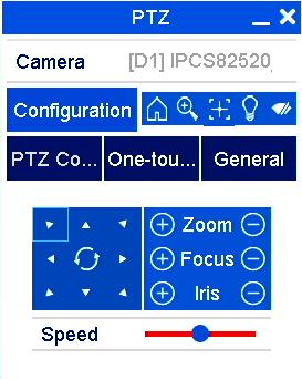 PTZ control menu (for PTZ cameras only) (5) Digital zoom (6) Image settings (7) Display VCA info (8) Close the selection bar PTZ control menu The PTZ control menu can be opened from the menu bar, the