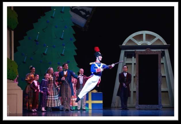 The snow globe will rise out of view, the stage lights will come up on the stage, and the dancers will enter.