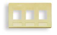 Angled Bottom xx*= IV, WH, GY Modular Furniture Plate The modular furniture plate is a flat-mount, 3-port, modular faceplate designed for use with any IC107 module in modular furniture raceway