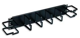 5 inch interbay panels reduce cable bundle congestion and tension. Large ring openings allow easier cable access at the front or the back of the distribution rack. Mounting hardware not included.