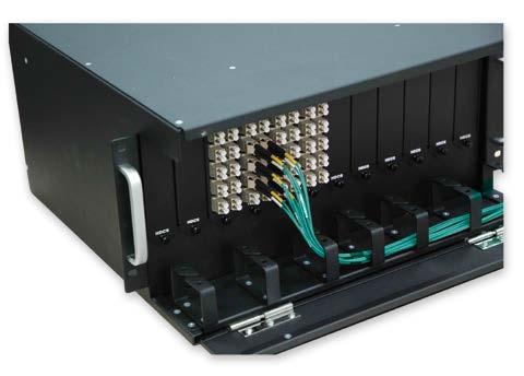 plate of the 5HU patch panel can be quickly opened manually for installing fiber cables Aluminum body Panel front plate is made of a special plastic material designed for ultimate fiber cable