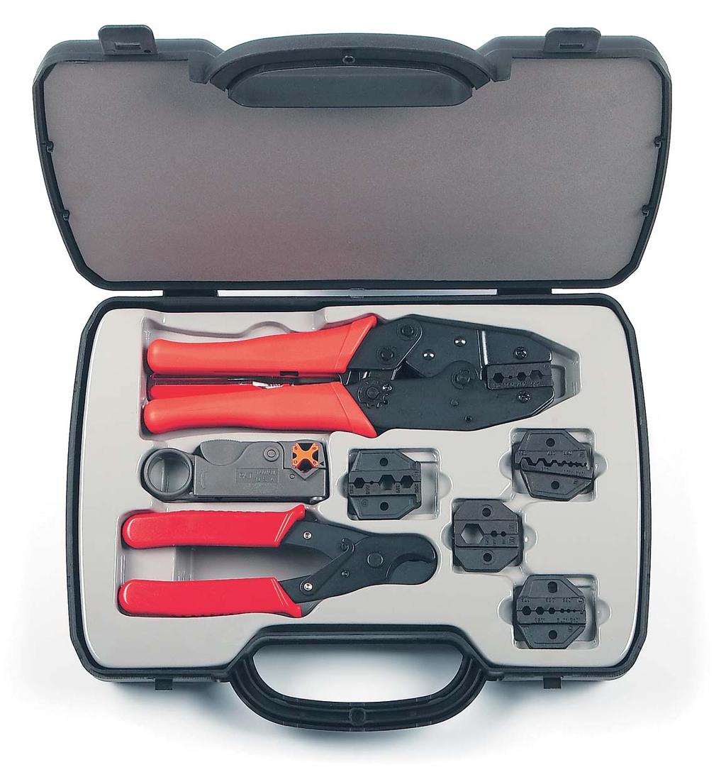 210 Tool Kit HT-NTK160 Coaxial cable crimping tool and 4 dies (RG 6/8/11/58/59/62/174) Cable cutters (up to 0.41 (10.