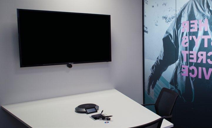 Staff have ready access to a suite of ten, 3-person videoconference rooms, each with a