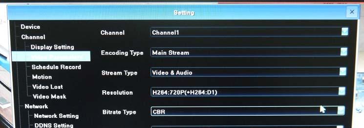 20. Channel Information Click Setting Channel Video Parameters, to adjust IP camera preview and recording resolution.