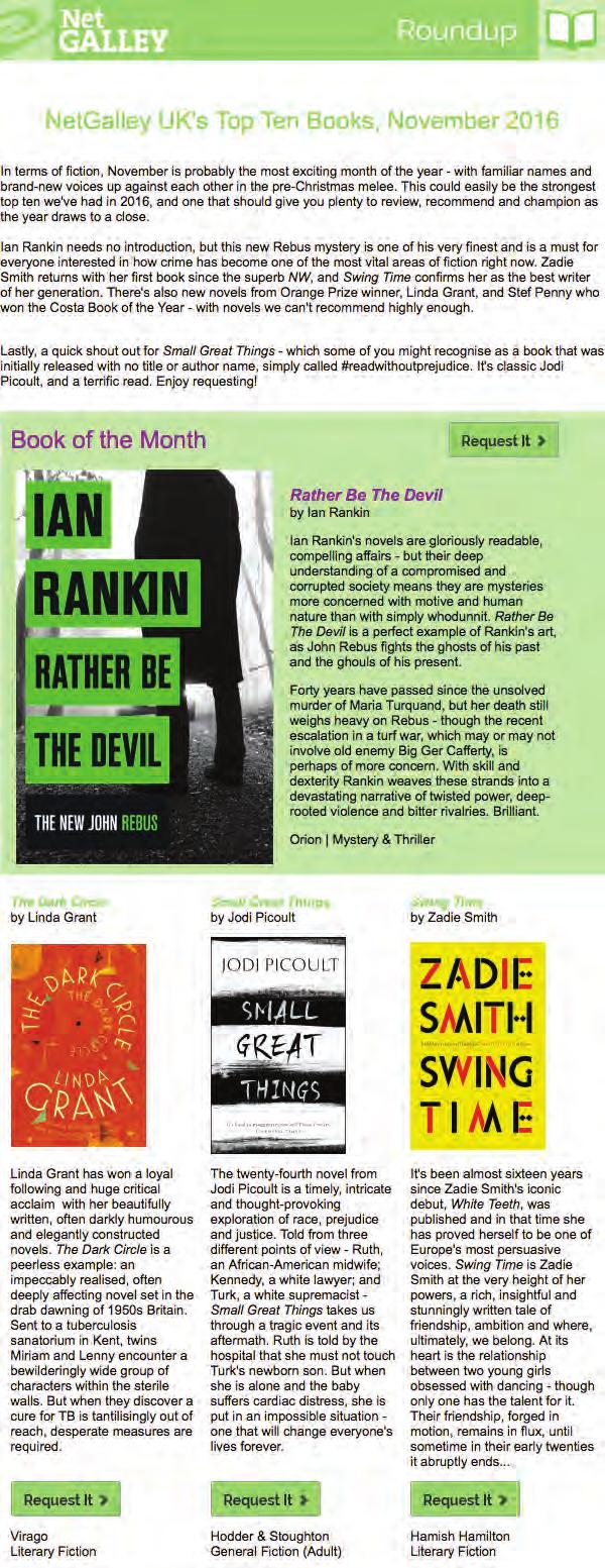UK Books of the Month (BOTM) This roundup focuses on the best titles published each month in the UK, as selected by the NetGalley team. Publishers can nominate up to two titles per imprint, per month.