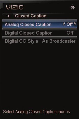 5 SETTING UP CLOSED CAPTIONING Your TV can display closed captions for programs that include them. Closed captions display a transcription of a program s dialogue.