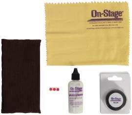 Includes swab, cork grease, duster brush, mouthpiece brush, polishing cloth, 2-slot reed guard, and a use/care