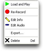 Context Menu In List View, right click a cut to see a helpful context menu. Figure 2:List View's Context Menu Use Load and Play to audition a cut in the Quick-Player.
