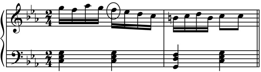 Neighboring Tone (upper and lower): a nonharmonic tone occurring a second above or below a harmonic tone and then returning to the same