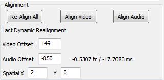 5.3 RTM Alignment Figure 11: RTM Alignment Re-Align All Align Video Align Audio Video Offset Audio Offset Spatial X, Y This button does a full alignment of the video and audio.