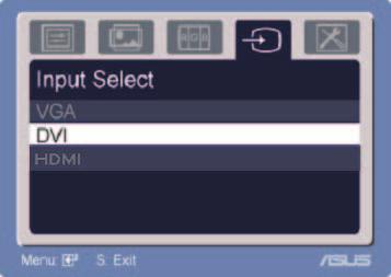 4. Input Select In this function, you can select your desired input source. 5. System Setup Allow you to adjust the system. Splendid Demo Mode: turns on/off ASUS Splendid Demo function.