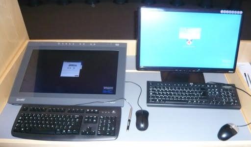 This PC must not be switched off COMPUTERS The left hand keyboard and mouse controls then main (left) PC and the right hand keyboard and mouse controls the