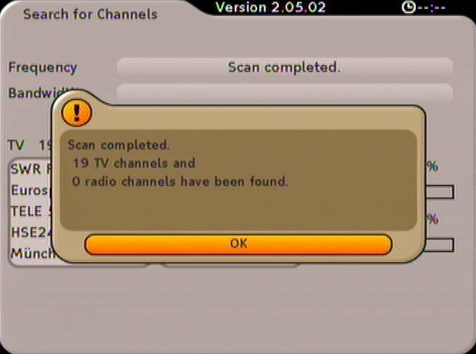 The channels found are saved.
