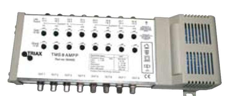 Line Amplifier (For 8 x SAT) TMS 8/9 x Series TMS 8 AMPP P/N: 350425 General description: Triax TMS 8 AMPP is an easy to install High Gain Line Amplifier that can be used with all the TMS 9x and TMS
