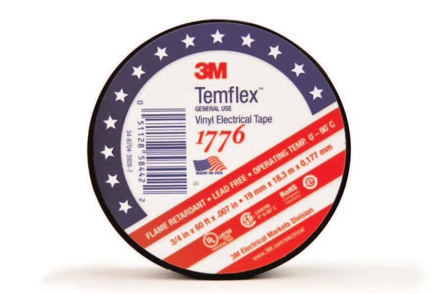 Vinyl Electrical Tapes 3M Temflex Vinyl Electrical Tape 1700 3M Temflex Electrical Tape 1700 is a good quality, economical general purpose vinyl insulating tape.