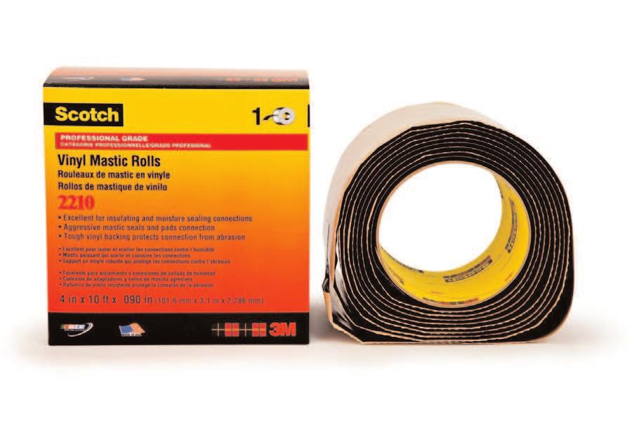 Sealing and Insulating Mastic Tapes Scotch Vinyl Mastic Tapes 2200 and 2210 Scotch Pads 2200 and Rolls 2210 are self-fusing, rubber based insulating compounds laminated to a flexible, all-weather