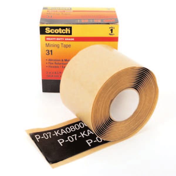 Sealing and Insulating Mastic Tapes Scotch Heavy Duty Mining Tape 31 Scotch Heavy Duty Mining Tape 31 has a tough, abrasion-resistant backing for jacket repair on mining cables.