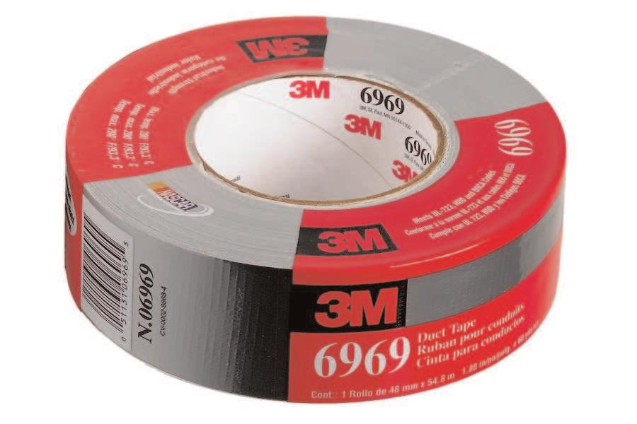 Special Use Tapes 3M Duct Tape 6969 3M Duct Tape 6969 is an industrial strength duct tape composed of an abrasion resistant, polyethylene film over a dense cloth scrim water proof backing with an