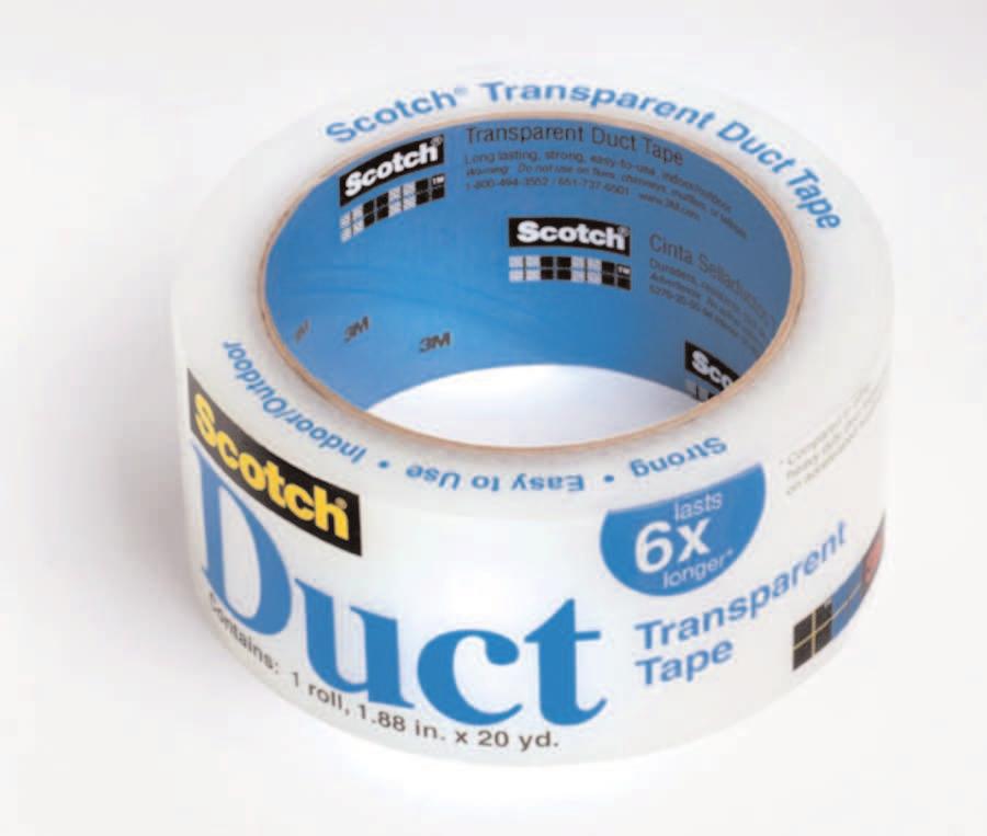 Special Use Tapes Scotch Transparent Duct Tape 2120 Scotch Transparent Duct Tape 2120-A offers clear advantages to ordinary duct tape.